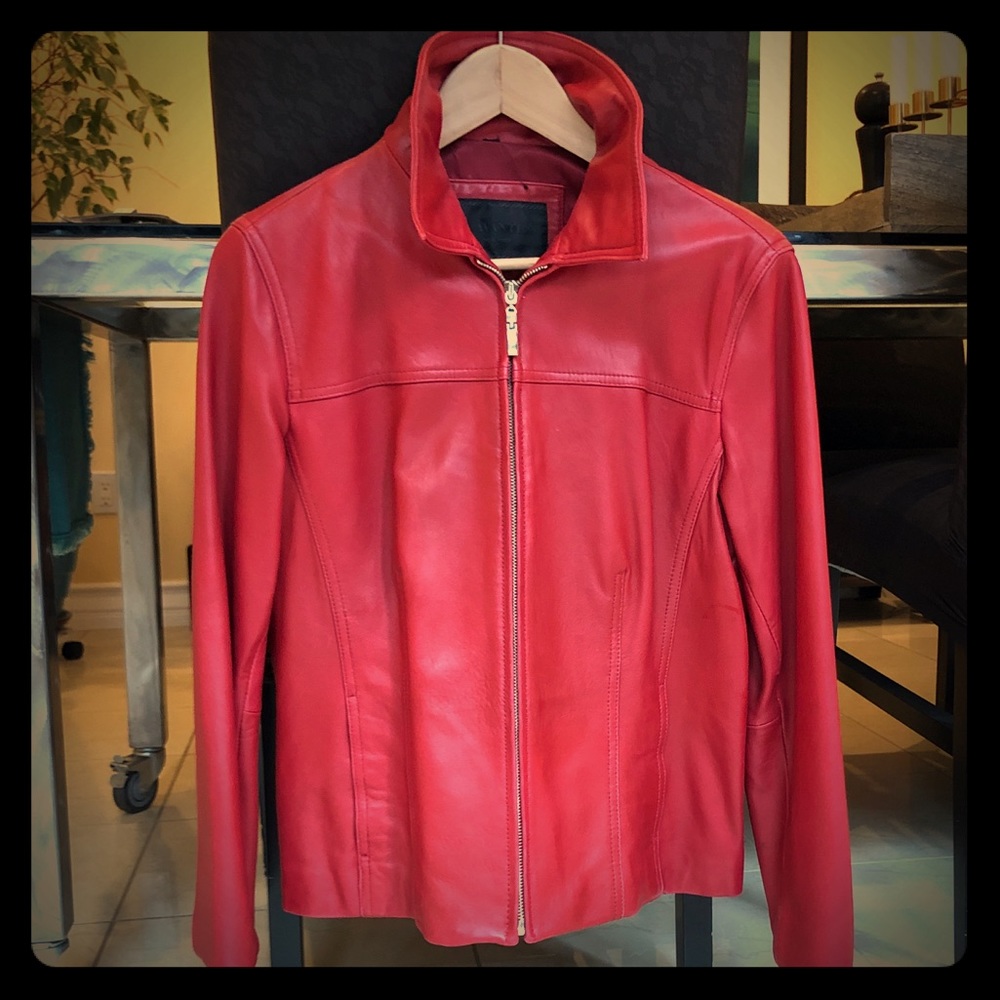 Red leather jacket